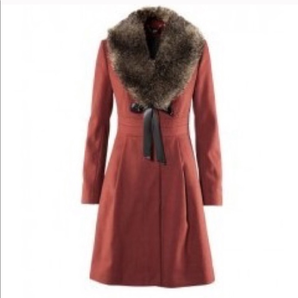 H&M Fur Trim Swing Coat with removable collar